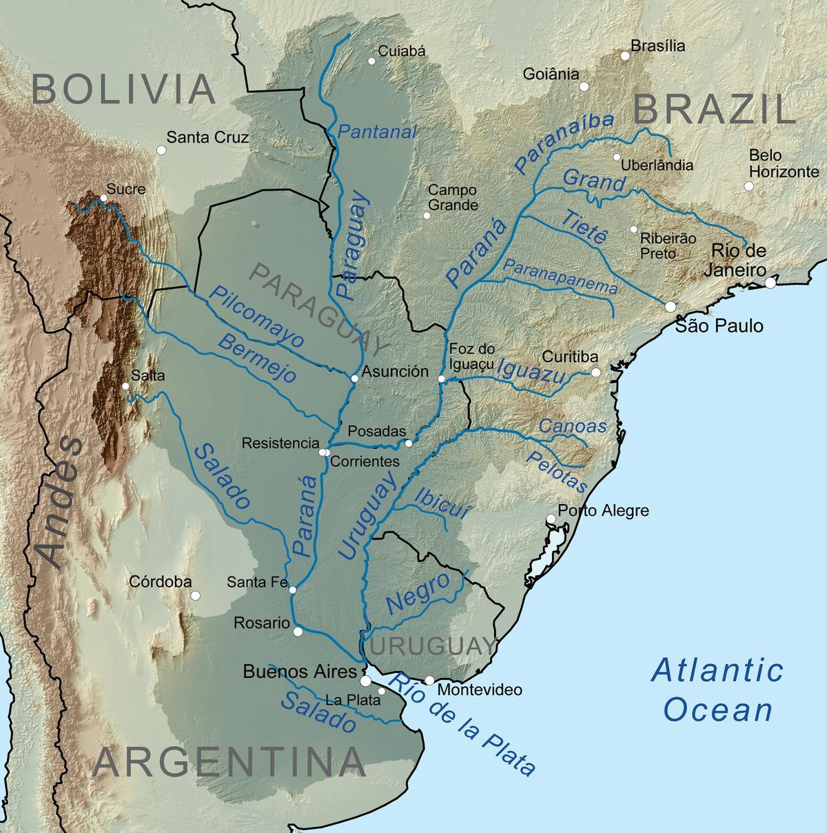 Kartta Paraguay-joen