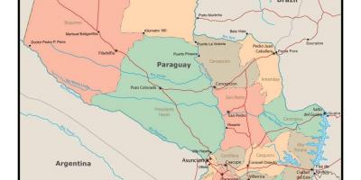 Kartta Paraguay kaupungit