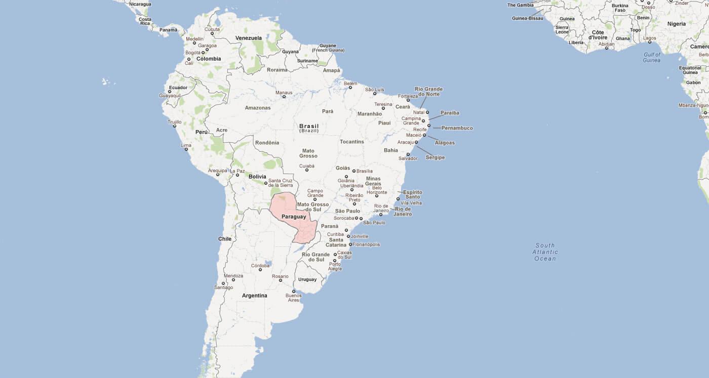 Paraguay kartta etelä-amerikka - Kartta Paraguay etelä-amerikka (Etelä- Amerikka - Amerikka)